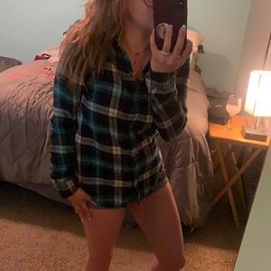 Blue purple plaid flannel